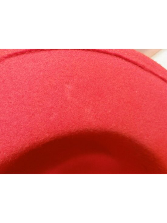 Vintage Red Wool Church Hat w/ Feathers pinup retro rockabilly Kentucky Derby main image 6